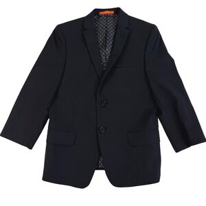 Tallia Boys Black Wool Blend Two Button Suit Jacket Blazer 14R Preppy Dressy